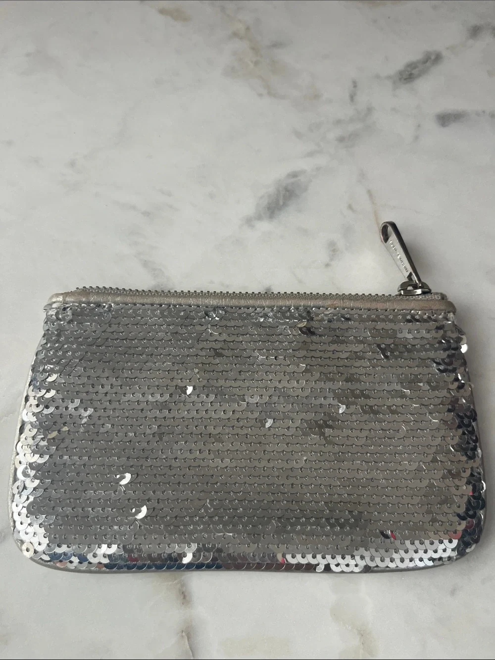 Michael Kors Silver Sequin Zip Pouch